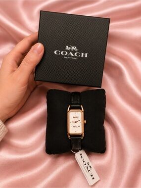 Coach Cadie Leather Strap Watch Rose Gold-Tone Buckle NWB NWT Horse & Carriage